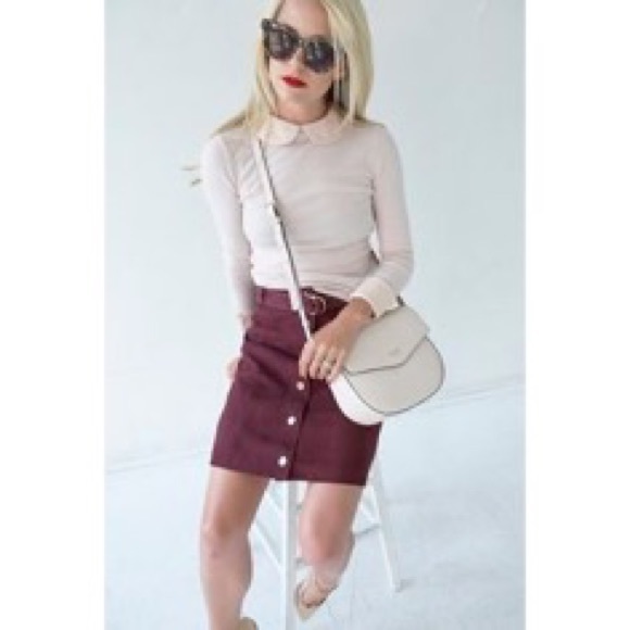♠️🆕 kate spade KSNY ♤ Suede A-line Skirt ♤ Wine - Picture 2 of 8